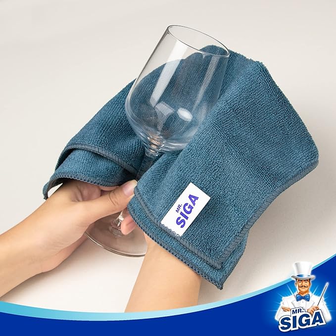 MR.SIGA Microfiber Cleaning Cloth, All-Purpose Microfiber Towels, Streak Free Cleaning Rags, Pack of 12, Light Teal, Size 32 x 32 cm(12.6 x 12.6 inch)