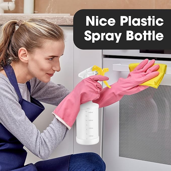 Eccliy 12 Pcs 16 Oz Plastic Spray Bottle, Adjustable Empty Reusable Sprayer for Cleaning, Planting, Water, Bathroom and Kitchen, BBQ, Commercial and Residential(Yellow,Measurement)