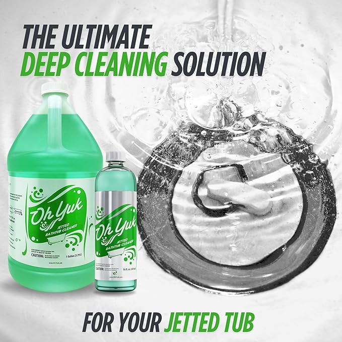 Oh Yuk Jetted Tub Cleaner for Jet Tubs, Bathtubs, Whirlpools, The Most Effective Jetted Tub Cleaner, Septic Safe, 32 Cleanings per Bottle - 1 Gallon