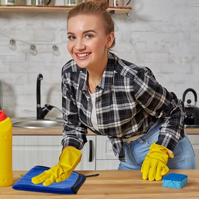 Tallew 50 Pcs Microfiber Towels 16 Inch x 16 Inch Microfiber Cloth Car Drying Towels for Cars Washing Polishing Office Windows Cleaning Household Supplies (Blue)