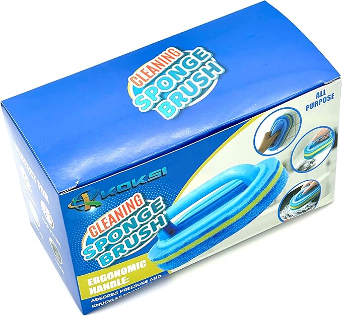 2-Piece Cleaning Brush for Bathroom Kitchen Bathtub Toilet Cleaner All Purpose Shower Sponge Scrubbing Brush with Ergonomic Handle