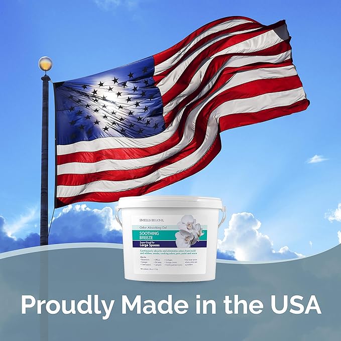 SMELLS BEGONE 1-Gallon Odor Absorber Gel - Air Freshener & Odor Eliminator for Homes, Garages & Commercial Buildings - Industrial Size - Soothing Breeze Scent