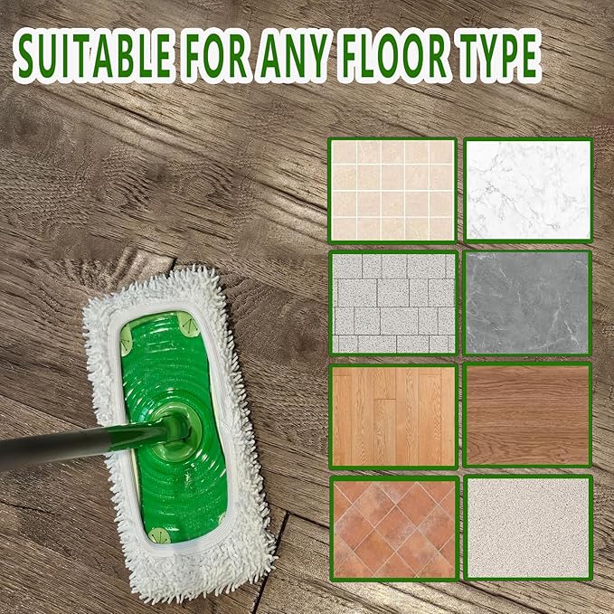 Reusable Microfiber Mop Pads Washable Wet Pads Compatible with Refills for Swiffer Sweeper Wet & Dry Sweeping Cloths Mop Head Replacement for Household Cleaning