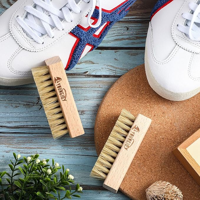 YoungJoy Sneaker Cleaning Brush Shoes Shine Dauber Nylon/Horsehair/Boar Cleaner Brushes Crepe Applicators(Boar Bristle)