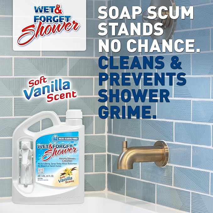 Wet & Forget Shower Cleaner Weekly Application Requires No Scrubbing, Bleach-Free Formula, Ready to Use, Vanilla Scent, 64 Fluid Ounces 2 Pack