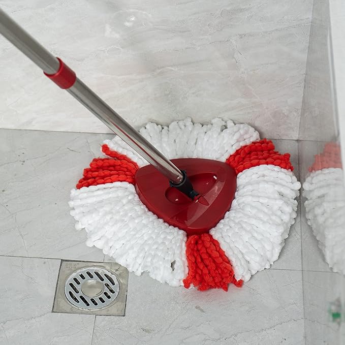 Matthew Cleaning 6Pack Red Microfiber Spin Mop Replacement Head Compatible with EasyWring Spin Mop Replace Head-EasyWring High Absorbency,Machine Washable,Microfiber Spin Mop Refills