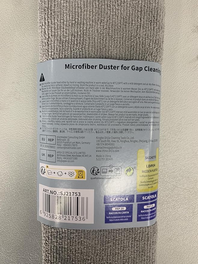 MR.SIGA Flexible Microfiber Long Duster for Gap Cleaning, Stainless Steel Adjustable Handle, Washable Gap Cleaning Duster Gray