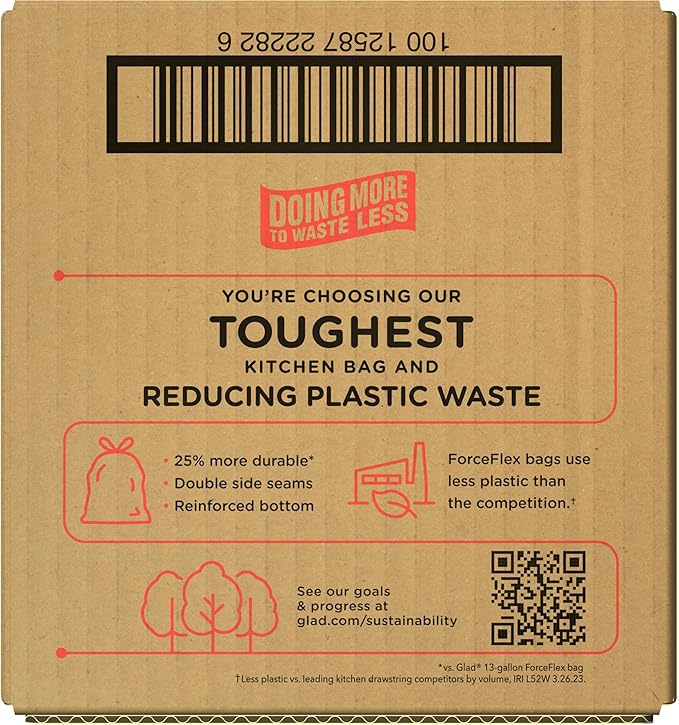 Glad Tall Kitchen Trash Bags 13 Gallon, MaxStrength Mountain Air Garbage Bags, Drawstring, 90 Count