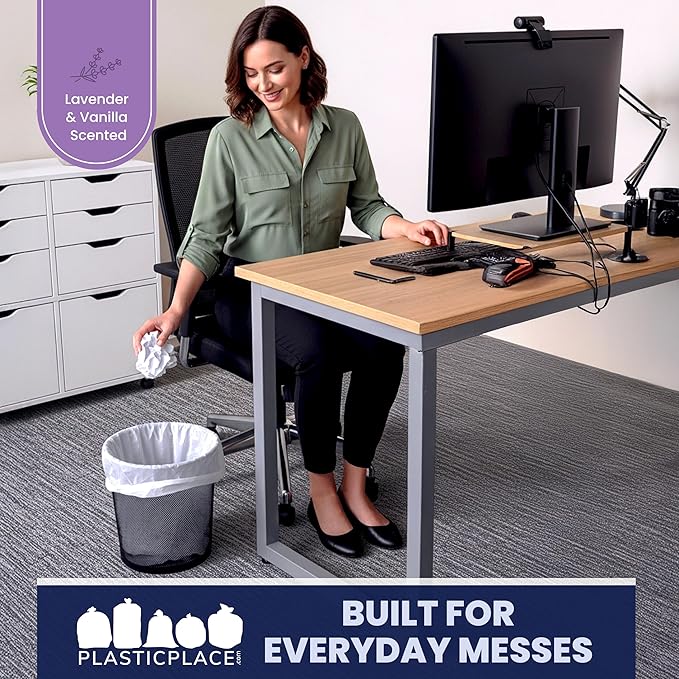 Plasticplace 13 gallon Extra Tall Drawstring Kitchen Trash Bags | Black 1.2 Mil, 24"W x 31"H (200Count)