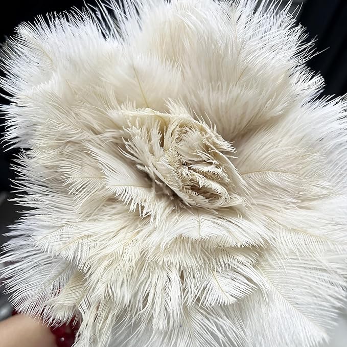 Feather Duster 15.7 Inch - Made of Ostrich Feathers for Cleaning Home (Off White)
