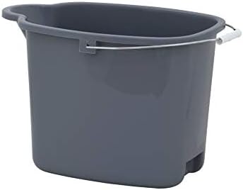 Superio Plastic Bucket with Grip Handle, 16 Liter Large Spout Cleaning Pail Grey, Heavy Duty Bucket Home Floor Mopping, Bath, Car Wash, Bowls for Camping, Fishing