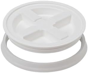 House Naturals 5 Gallon Plastic Yellow Food Grade Made in USA Bucket Pail with Double Gasket Screw on Lid (Pack of 3) (Yellow and White lids)