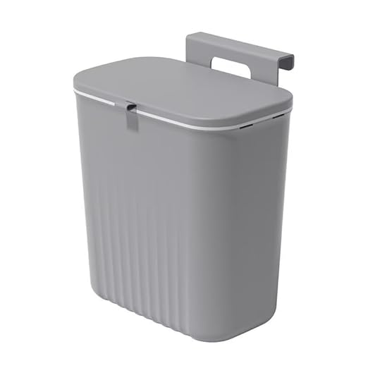 2.4 Gallon Kitchen Trash Can with Lid Compost Bin for Counter Top or Under Sink Large Capacity Garbage Can for Kitchen Bathroom Bedroom Laundry Room (Grey)
