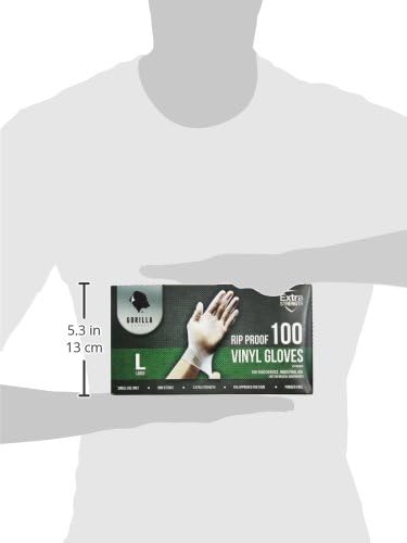GORILLA SUPPLY Disposable Heavy Duty Vinyl Gloves Latex & Powder Free, BPA Free Food Safe, 100, 300, 1000, S, M, L, XL
