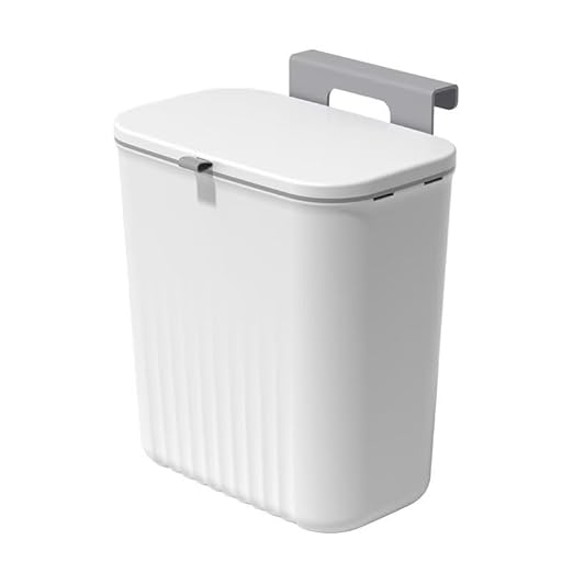 2.4 Gallon Kitchen Trash Can with Lid Compost Bin for Counter Top or Under Sink Large Capacity Garbage Can for Kitchen Bathroom Bedroom Laundry Room (White)
