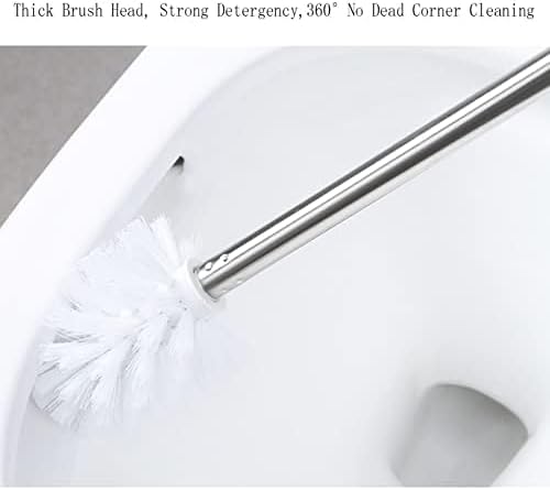 6PCS Toilet Brush Plastic Toilet Brushes Toilet Bowl Cleaner Brush Toilet Replacement Brush Bathroom Cleaning Brushes with Stainless Steel Handle. (White)