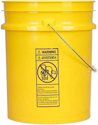 House Naturals 5 Gallon Food Grade Plastic Bucket with Air Tight Screw on Lid Made in USA Container (Yellow Bucket with Aqua Lid)