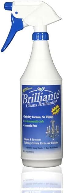 BRILLIANTÉ Crystal Chandelier Cleaner Manual Sprayer 32oz Spray Bottle & Gallon Refill, Environmentally Safe, Ammonia-Free, Drip-Dry Formula, Made in USA