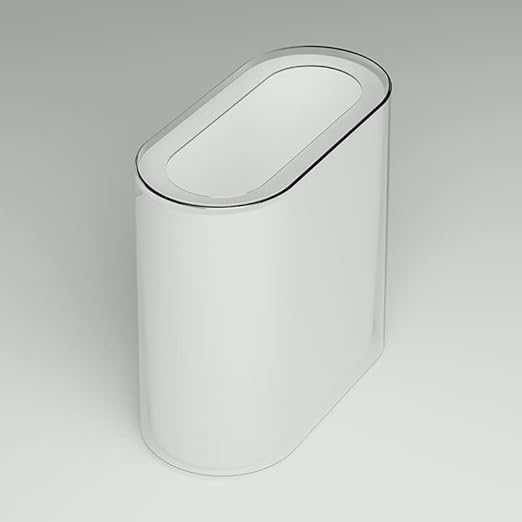 IEEK Small Waste Basket Slim Trash Can 3.2 Gallon/12L Clear and White Garbage Can Rectangle Plastic Wastebaskets Container Bin for Narrow Spaces Office,Bathroom, Bedroom,Kitchen,Living Room,Study