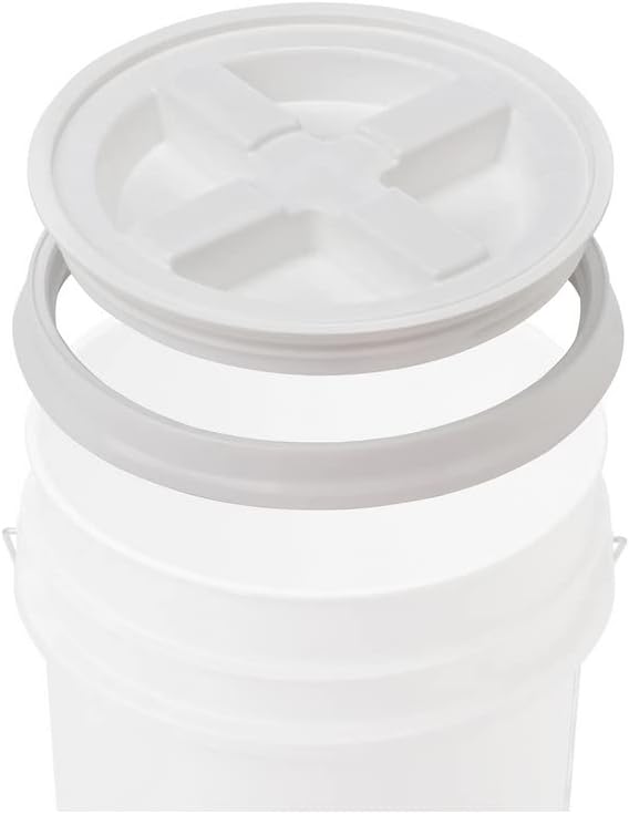 House Naturals 5 Gallon Food Grade BPA Free Made in USA Red Bucket Pail with White Air Tight Screw On Lid (Pack of 3)