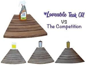 EcoDecors Loveable 24 oz Spray Bottle Teak Oil and Loveable Protection 16 oz Teak Sealer For Outdoor Furniture
