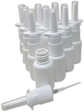 10-Pack 20ml Nasal Spray Bottle Mister - Empty Refillable White Plastic HDPE Spray Bottles - Reusable Nasal Sprayer for Nasal Medications