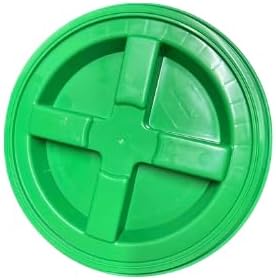 House Naturals 5 Gallon Plastic Yellow Food Grade BPA Free Made in USA Bucket Pail with Air Tight Double Gasket Screw on Lid(Pack of 3) (Yellow and Green lids)