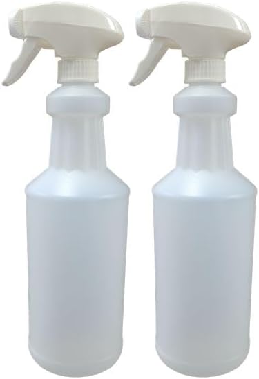 Spray Bottle 32 oz, Plastic, Empty, Refillable, Reusable, Container with Trigger Sprayer (2 Pack)