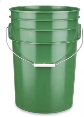 House Naturals 6 Gallon Green and Yellow Plastic Buckets with Black Airtight lids Food Grade Made in USA (2 Pack)
