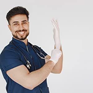 Inspire Exam Grade Powder & Latex Free Stretch Vinyl Gloves, Medium, 100 Count, White