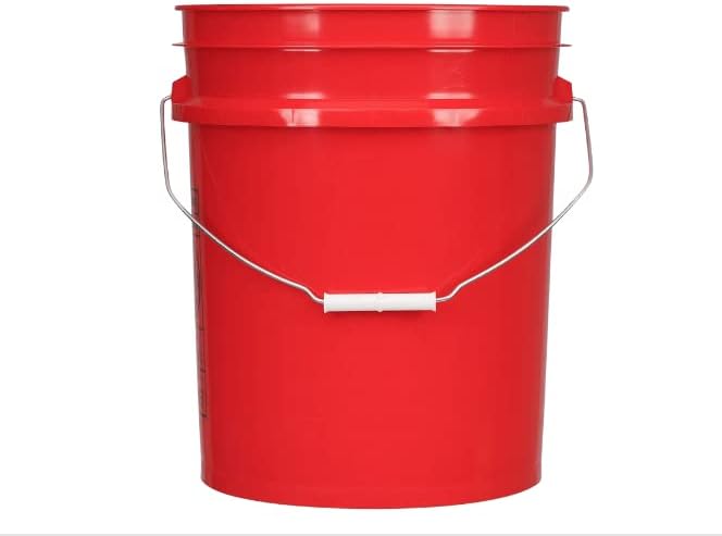 House Naturals 5 Gallon Food Grade BPA Free Made in USA Red Bucket Pail with White Air Tight Screw On Lid (Pack of 3)