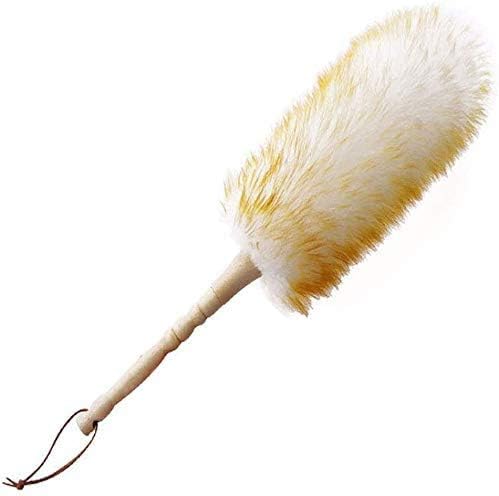 J&A Lambswool Dusters with Solid Wooden Handle, Flexible Head, Anti-Static, Comfortable Grips 17.8 inchs Long Feather Duster for Office, Home and Car etc.