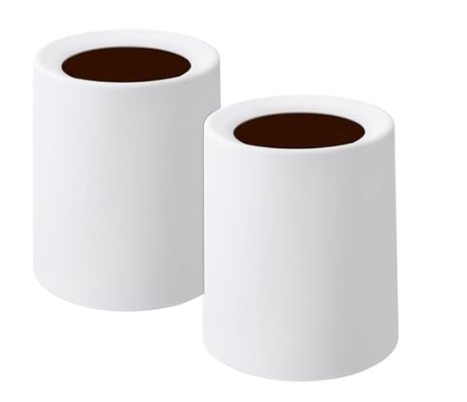 2 Pack Round Modern Trash Can Bedroom, 3Gal/12L Bathroom Trash Can Hidden Bag, Open Top Trash Bin Round Plastic, Minimalist White Garbage Can with Inner Bucket (with 2 Handles) for Kitchen Office