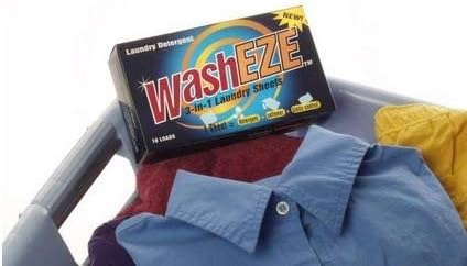WashEZE 3-in-1 Laundry Detergent Sheets - 20 Loads Fresh Scent Liquidless Soap Sheet-Detergent, fabric softener and more -Travel Approved, College, Camping, and RV Laundry Detergent - Made in USA