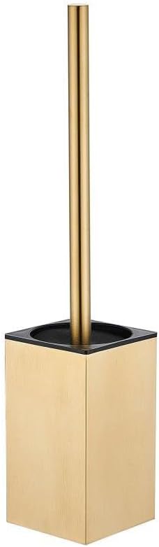 Toilet Brush and Holder Set Freestanding KWQKEM Modern Toilet Bowl Cleaners Brush and Holder with Lid 304 Stainless Steel (Brushed Gold)