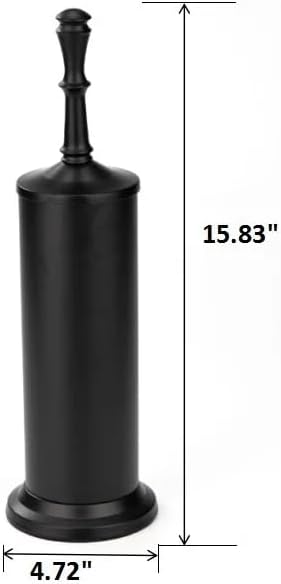 J&V TEXTILES Industrial Toilet Brush, Toilet Bowl Brush with Extra Long Handle Durable Bristles Toilet Scrubber and Covered Holder for Toilet Brush Set (Matte Black)