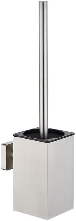 Toilet Brush and Holder Set Wall Mount or Freestanding KWQKEM Modern Toilet Bowl Cleaners Brush and Holder with Lid 304 Stainless Steel (Brushed Silver)