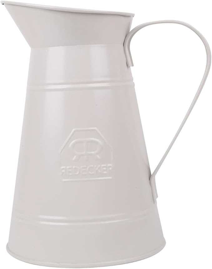 REDECKER White Coated Metal Toilet Brush Holder Only, Vintage Design with Handle and Spout, Made in Germany - Decorative Toilet Brush Holder