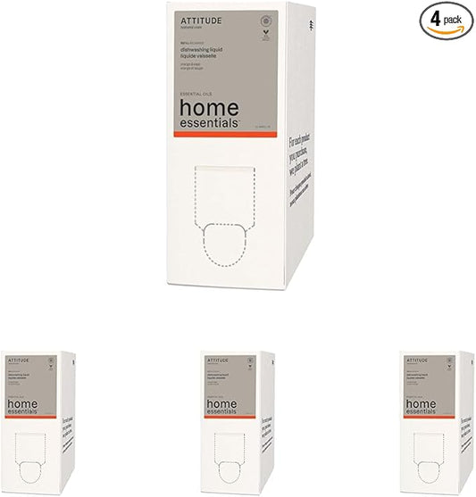 ATTITUDE Dish Soap, EWG Verified, Plant and Mineral-Based Ingredients, Vegan and Cruelty-free Household Products, Orange and Sage, 67.6 Fl Oz (Pack of 4)