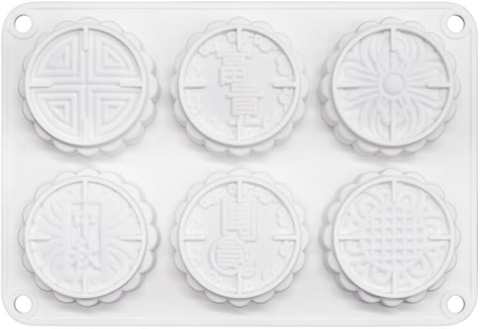 6 Flower Silicone Cake Mold Handmake DIY Bread Mould Silicone Moulds For Cake Mooncake Mold Cake Tools (Mooncake O_8.52 X5.8 X0.84 inch)
