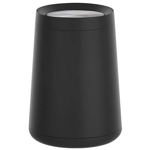 10 L/2.6 Gallon,Matte Black Bathroom Trash Can,Metal Garbage Can with Flipping Lid,for Bathroom, Living Room,Bedroom,Hotel,Office, Laundry Room (Black)