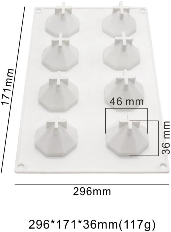3D Diamond Gem Silicone Ice Cube Tray Mold Biscuit Chocolate Fondant Mould Epoxy Resin Clay Craft Art Handmade Ice DIY Molds (Diamond J_11.84 X6.84 X1.44inch)