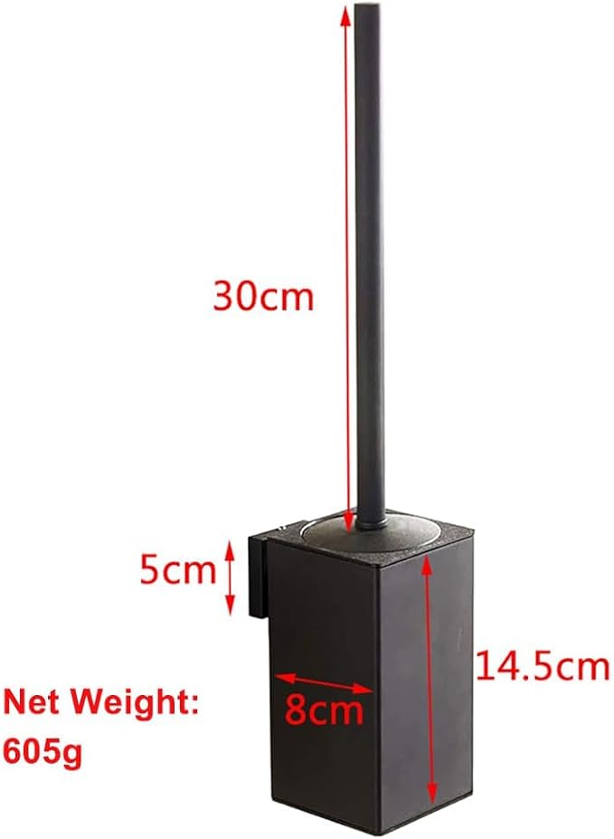 Toilet Brush and Holder Set Wall Mount or Freestanding KWQKEM Modern Toilet Bowl Cleaners Brush and Holder with Lid 304 Stainless Steel (Matte Black)