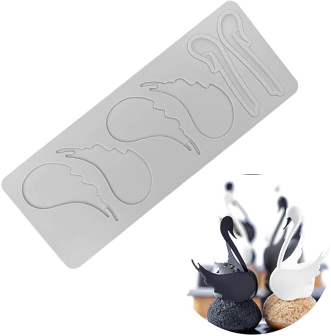3D Hollow Leaf Fondant Lace Mold Multi Leaves Flower Candy Mold Chocolate Sugar Craft Cake Decoration Cupcake Top (K Swan_8.92 * 3.52 * 0.12inch)