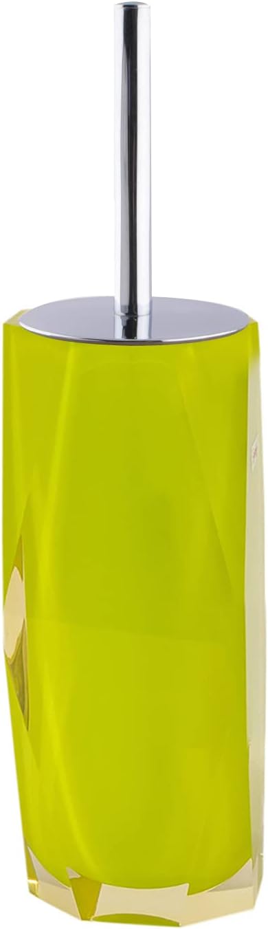 Faceted Toilet Brush, Durable Resin, Discreet Design, Stainless Steel Handle, for Stylish Bathroom Decor, Yellow, 4x16, Sold Individually