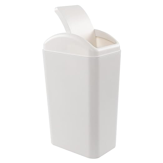 3.5 Gallon Slim Plastic Trash Bin, Garbage Can with Swing Lid, 1 Pack