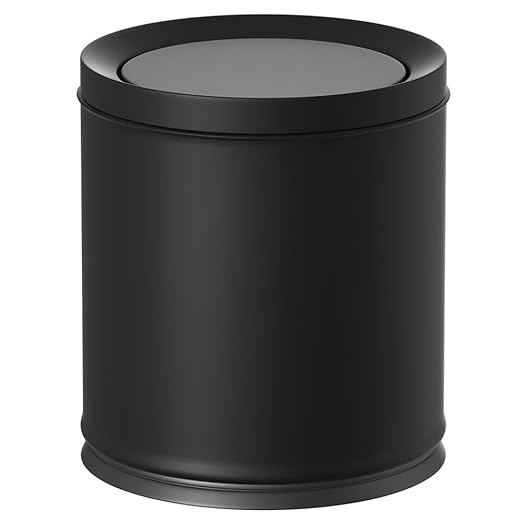 10L/2.6GAL Black Bathroom Trash Can with Swing Lid,Bedroom Garbage can with lid, Small Trash Bin for Bathroom,Bedroom,Office,Living Room,Hotel,Bank