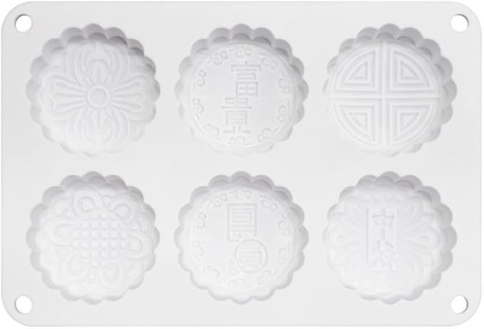 6 Flower Silicone Cake Mold Handmake DIY Bread Mould Silicone Moulds For Cake Mooncake Mold Cake Tools (Mooncake O_8.52 X5.8 X0.84 inch)