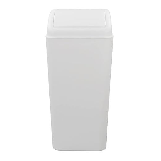 4.2 Gallon Plastic Swing Lid Trash Can, Small Garbage Can with Swing Top Lid, White