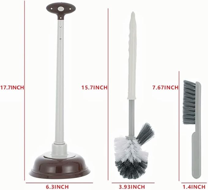 Cq acrylic Toilet Brush and Plunger Set,Toilet Plunger and Brush Combo Bathroom Deeply Cleaning Tools,Bathroom Toilet Bowl Brush with Holder(Grey 1 Set)